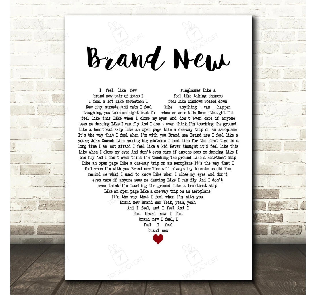 Poster, Canvas - Ben Rector Brand New White Heart Song Lyric Personalised Lyrics Custom Print Framed Wall Art
