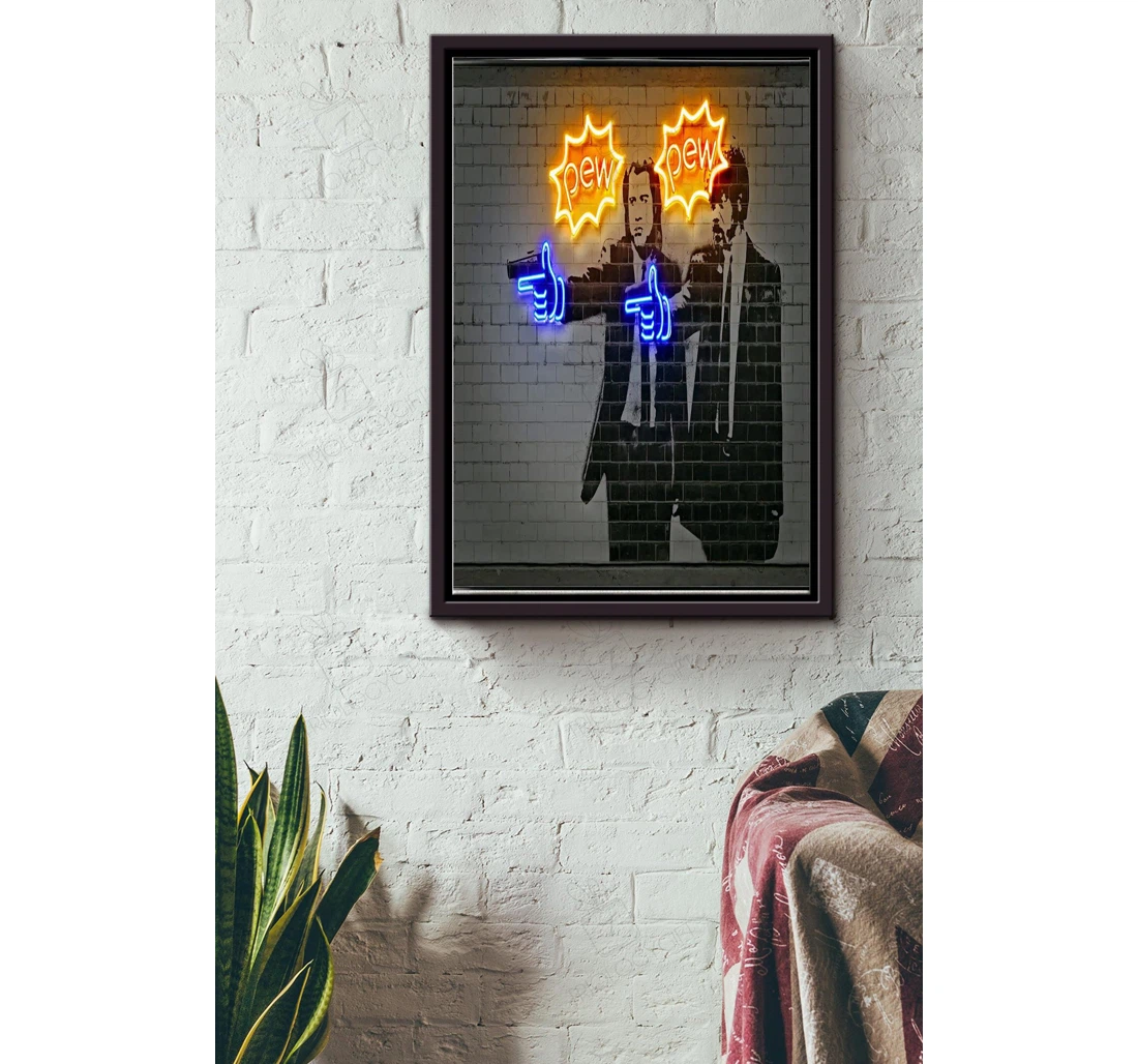 Poster, Canvas - Pew Pew Two Man Funny Bff Party Chistmas Matte S Print Framed Wall Art