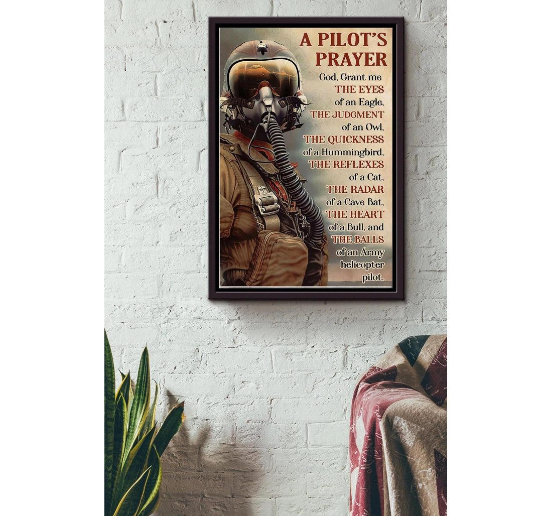 Poster, Canvas - Pilots Prayer Aviation Flight Engineer Flight Attendants Pilot Airplane Lover Pilot Soldier Matte S Print Framed Wall Art