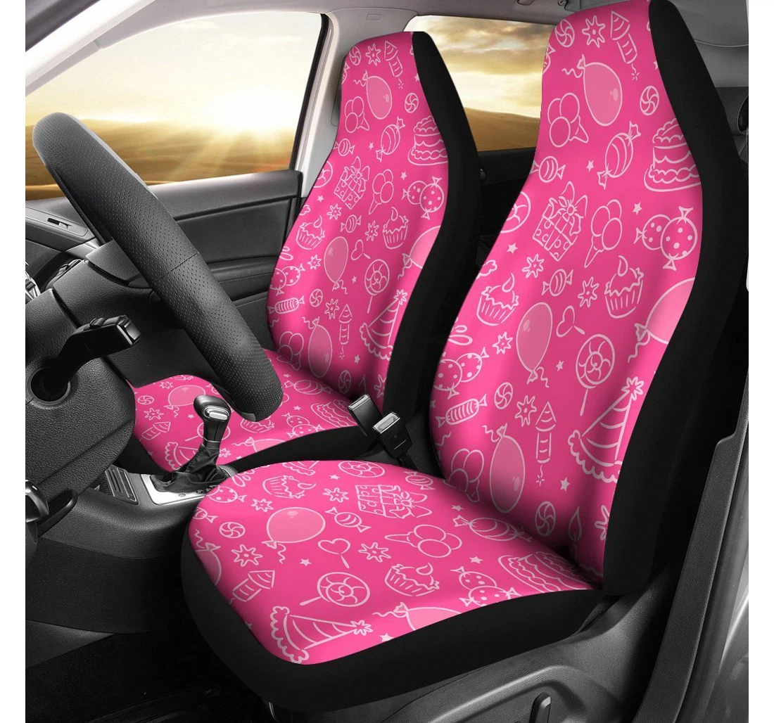 Personalized Birthday Pattern Universal Front Car Seat Cover