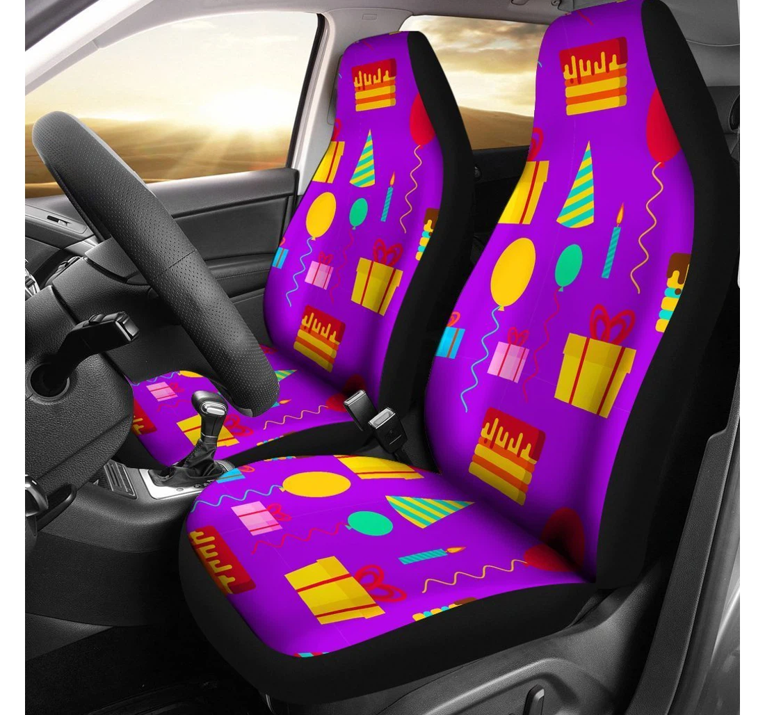 Personalized Birthday Pattern Universal Front Car Seat Cover