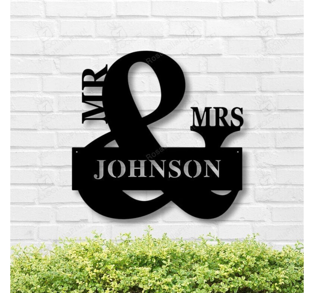 Personalized Metal Sign - Custom Mr Mrs Custom Family Farmhouse Family Name Christmas MonoGram