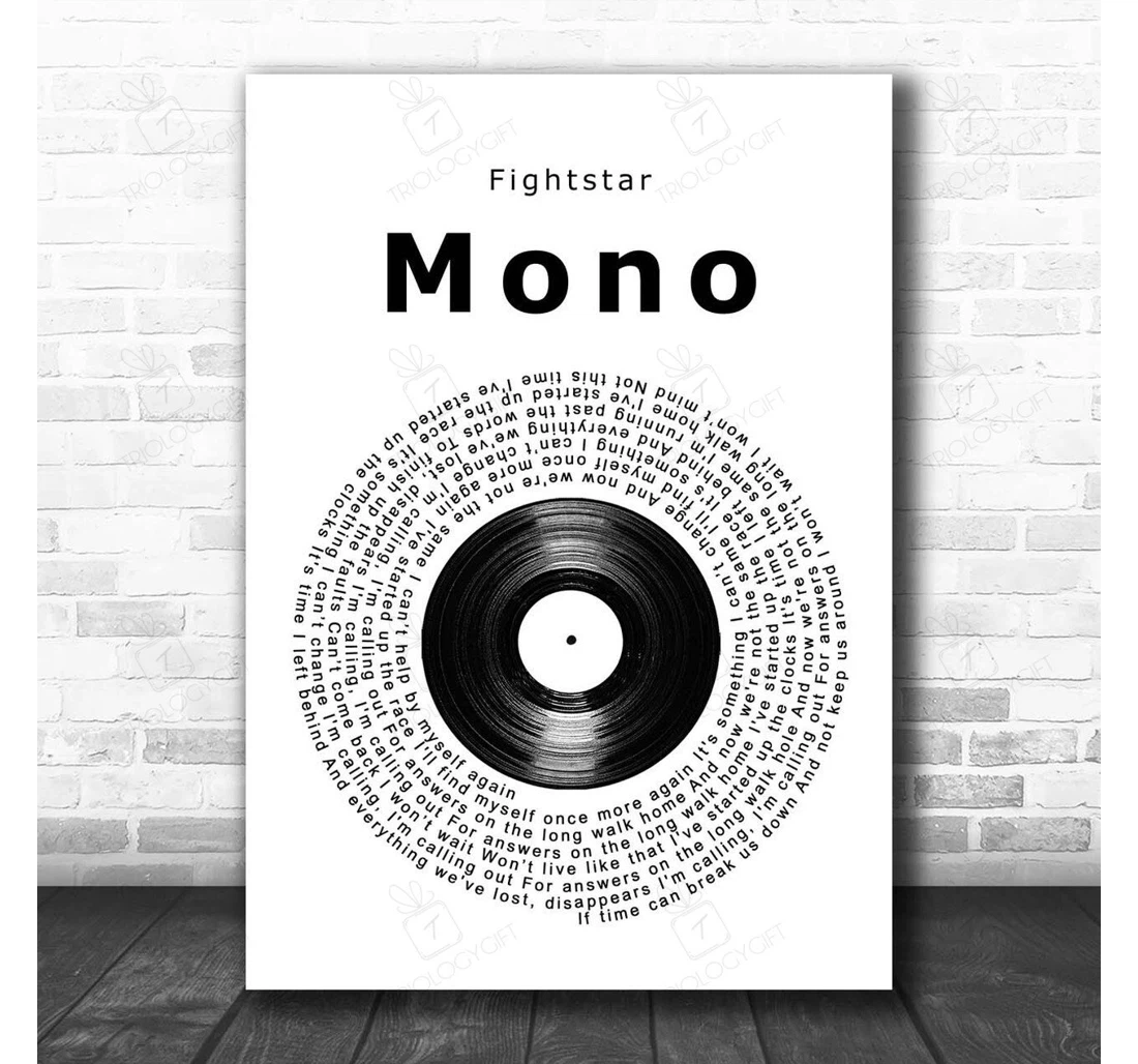 Poster, Canvas - Fightstar Mono Vinyl Record Song Lyric Personalised Lyrics Custom Print Framed Wall Art