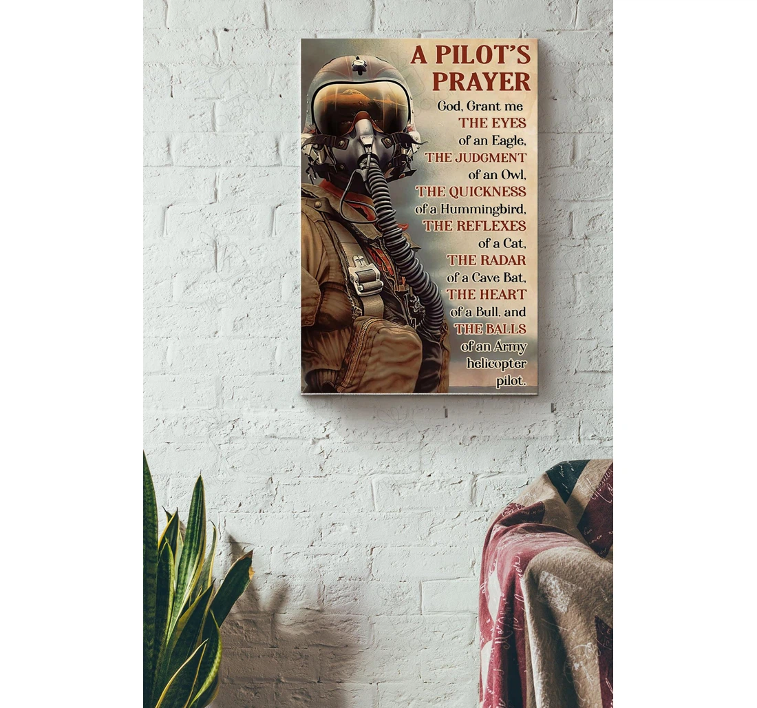 Poster, Canvas - Pilots Prayer Aviation Flight Engineer Flight Attendants Pilot Airplane Lover Pilot Soldier Gallery Idea S Print Framed Wall Art