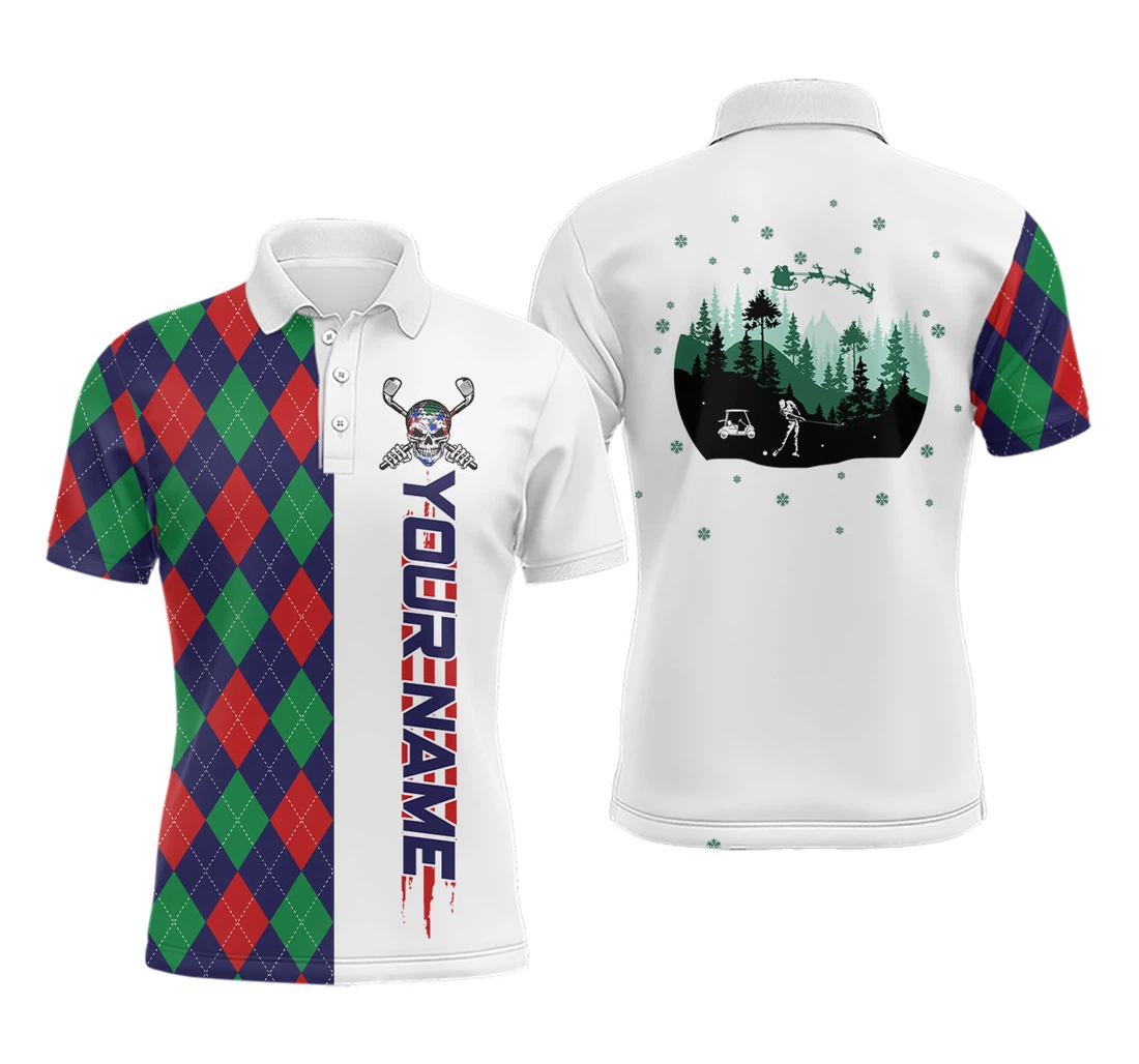 Personalized Christmas Argyle Pattern Golf Custom Christmas Apparel Golf Lovers Nqs - Polo Shirt