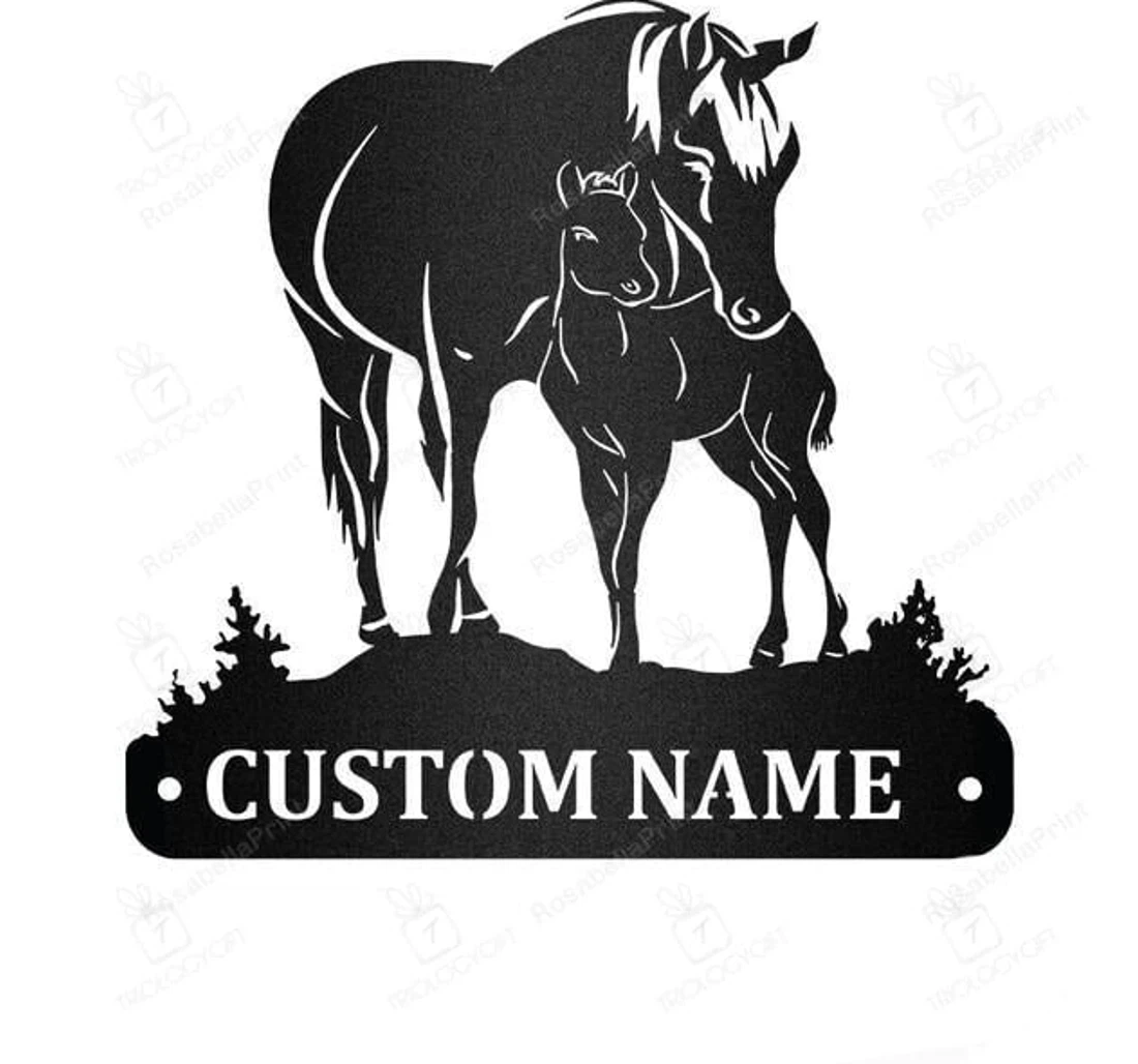 Personalized Metal Sign - Horse And Foal Fathere??s Day Farmhouse MonoGram