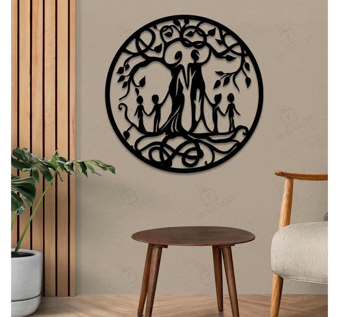 Personalized Metal Sign - Six Members Family Tree Of Life Mother's Day MonoGram