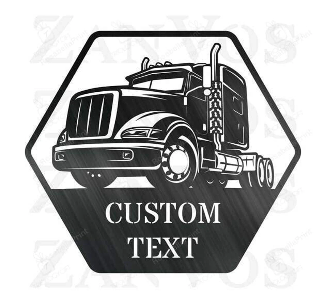 Personalized Metal Sign - Semi Truck V Customized Custom Custom MonoGram