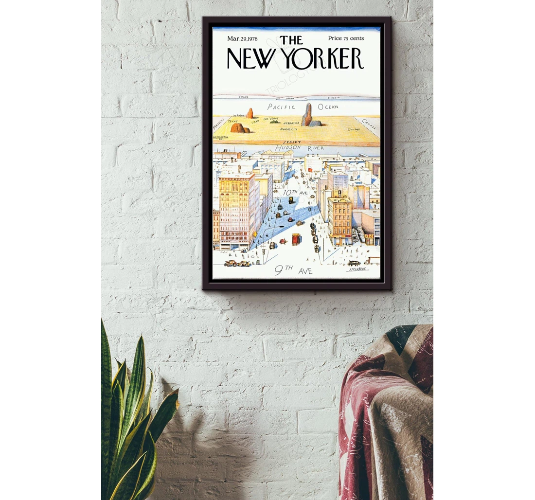 Poster, Canvas - The New Yorker Magazine Cover Traveling Lover Tourists Souvenir Shop New York People Matte S Print Framed Wall Art