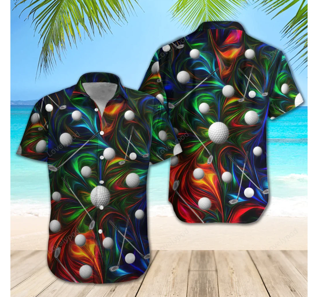 Personalized Golf Colorful Slim Fit Gy Hawaiian Shirt, Button Up Aloha Shirt For Men, Women