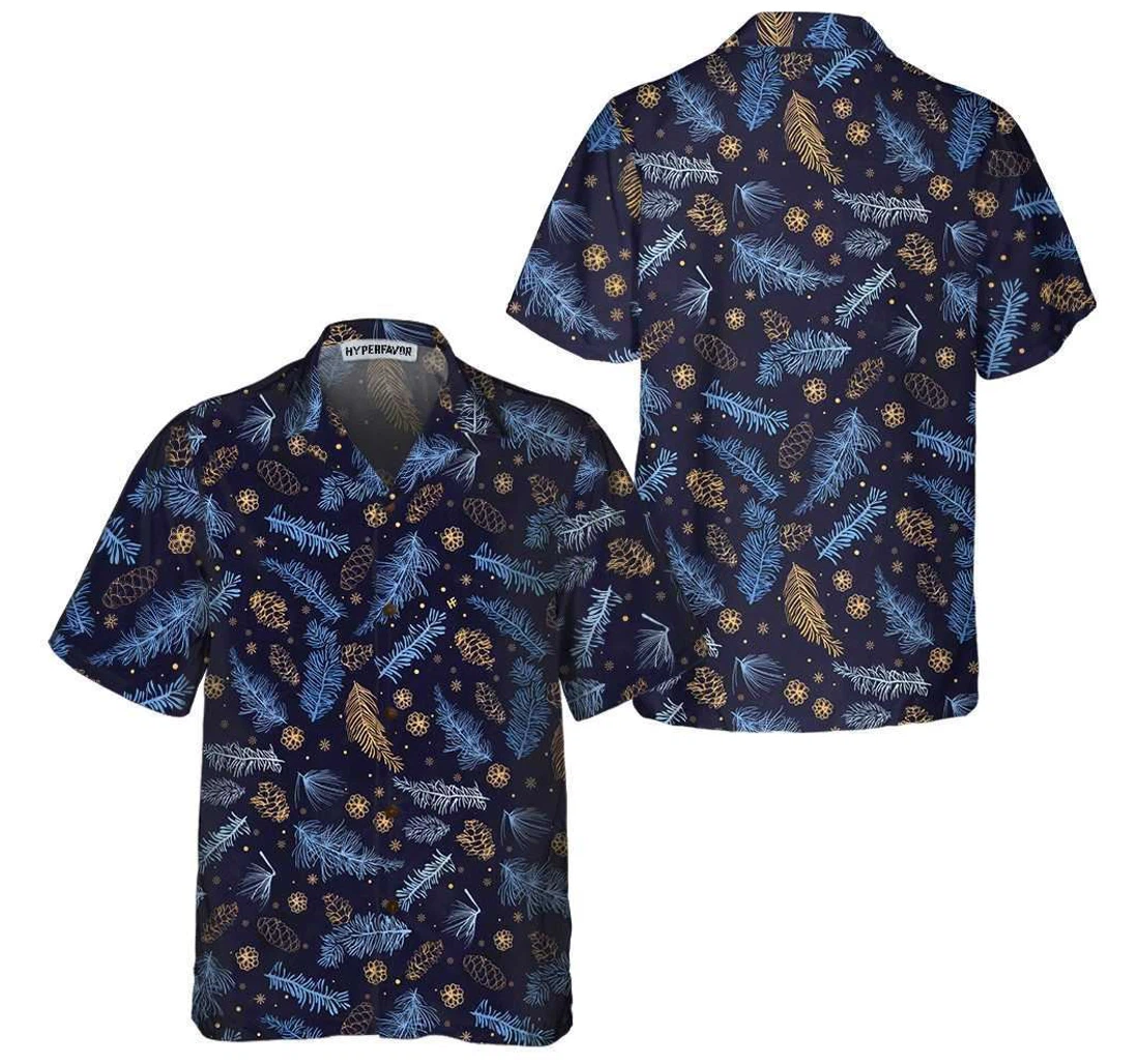 Personalized Blueish Winter Nature Xmas Hawaiian Shirt, Button Up Aloha Shirt For Men, Women