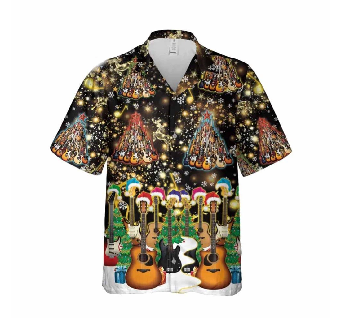 Personalized Acoustic Guitar Set Christmas Xmas Hawaiian Shirt, Button Up Aloha Shirt For Men, Women