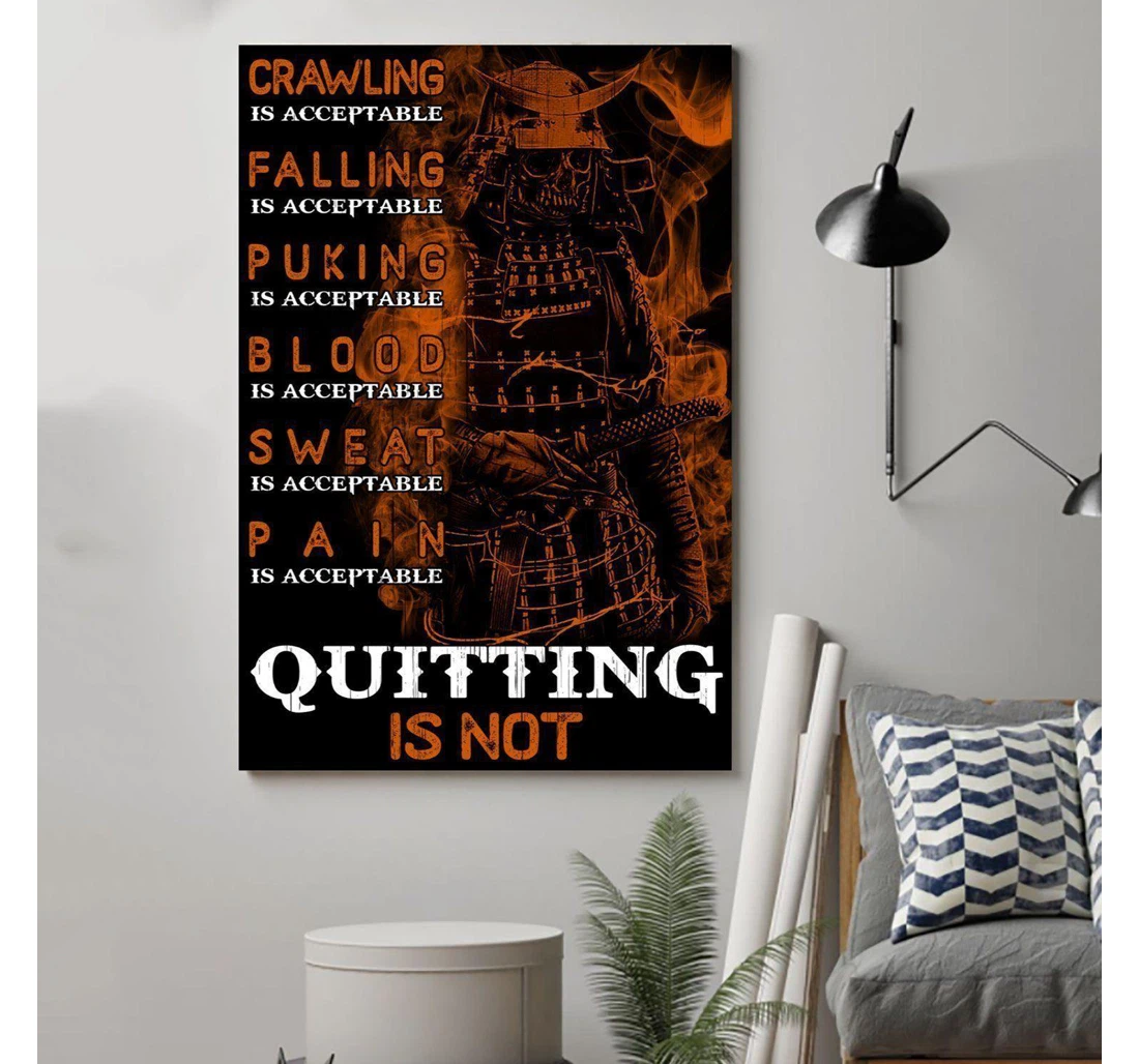 Poster, Canvas - Samurai Canvasquitting Is Not Visual Print Framed Wall Art