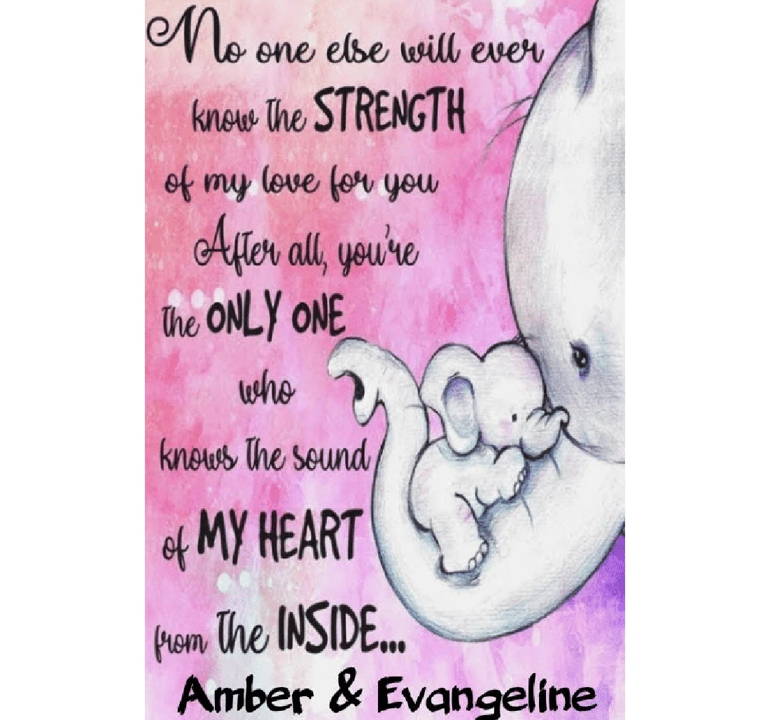 Poster, Canvas - No One Else Will Ever Know The Strength Of My Love Elephant Mother Heart Print Framed Wall Art