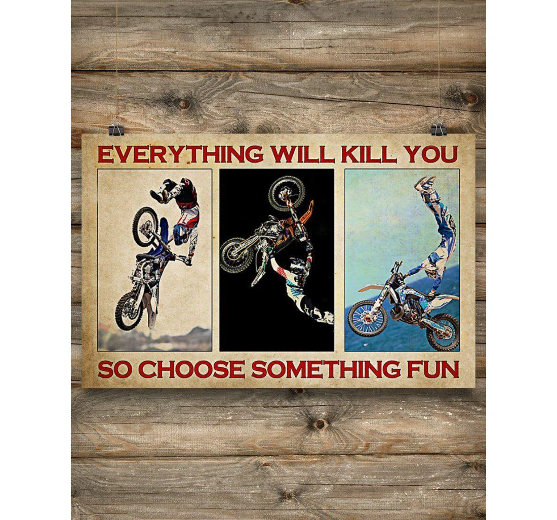 Poster, Canvas - Motorcycle Choose Something Fun Visual Print Framed Wall Art