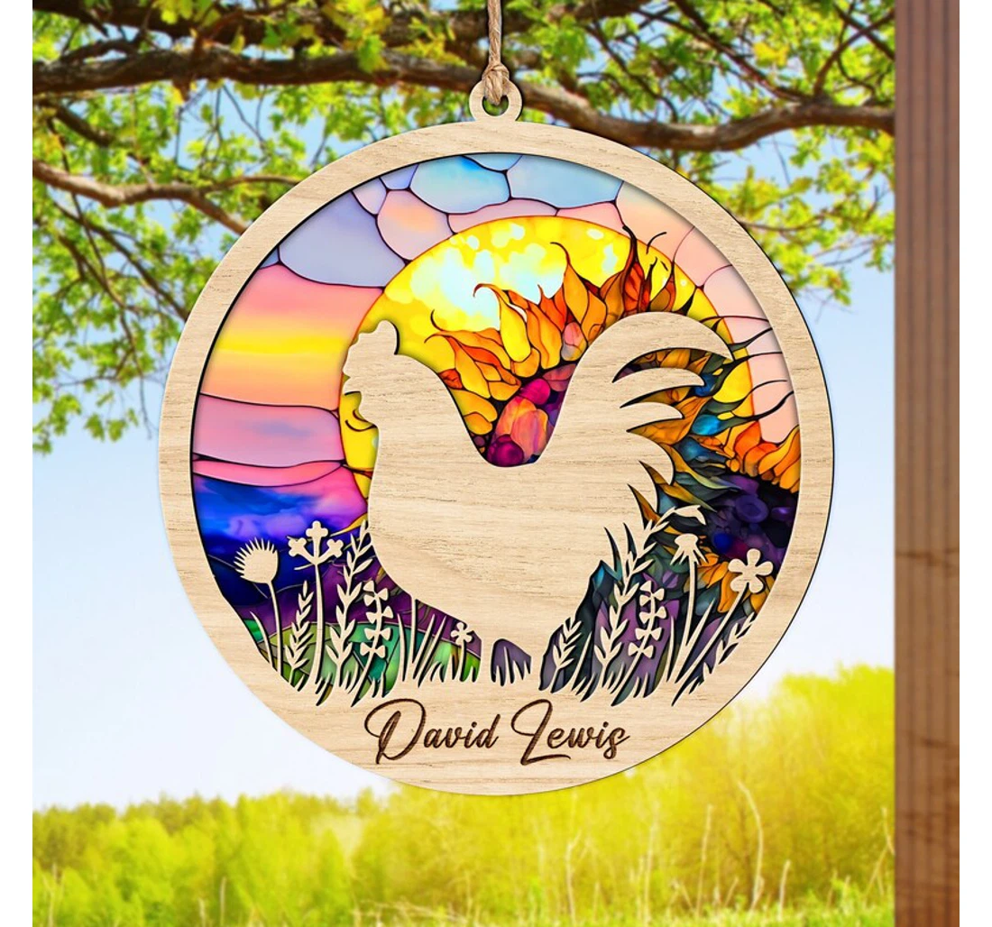 Personalized Family Name With Rooster Suncatcher Personalized Farm Suncatcher Farmhouse Decor Ornament