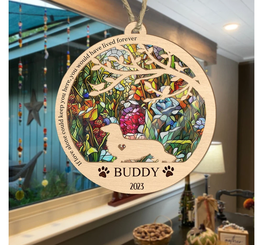 Personalized Dachshund Suncatcher Pet Memorial Suncatcher Custom Paw Design With Name And Date Suncatcher Pet Memorial Gift Ornament