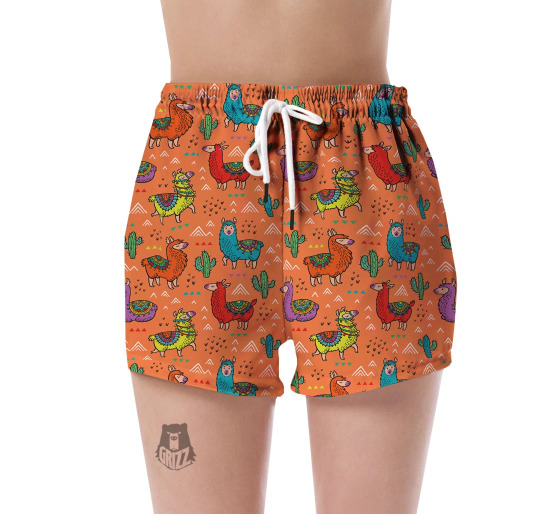 Personalized Alpaca Cactus Pattern Print Women's Shorts