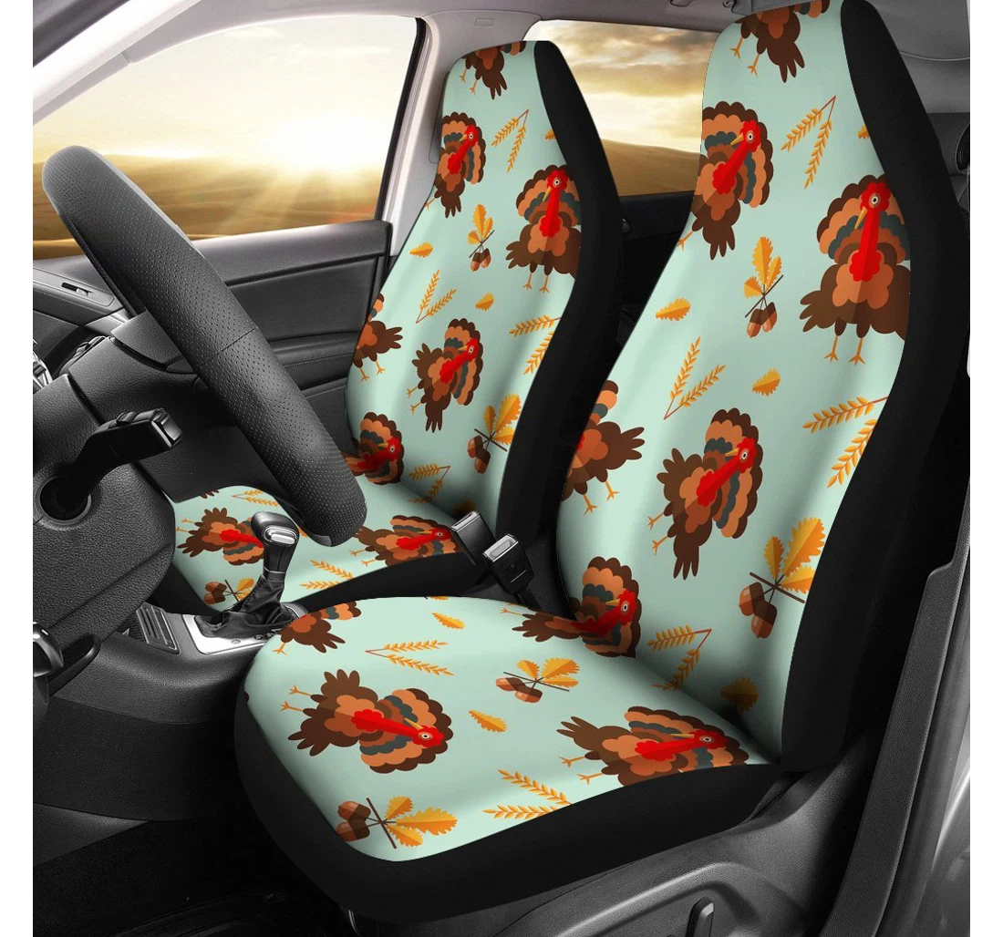 Personalized Turkey Thankgiving Pattern Universal Front Car Seat Cover