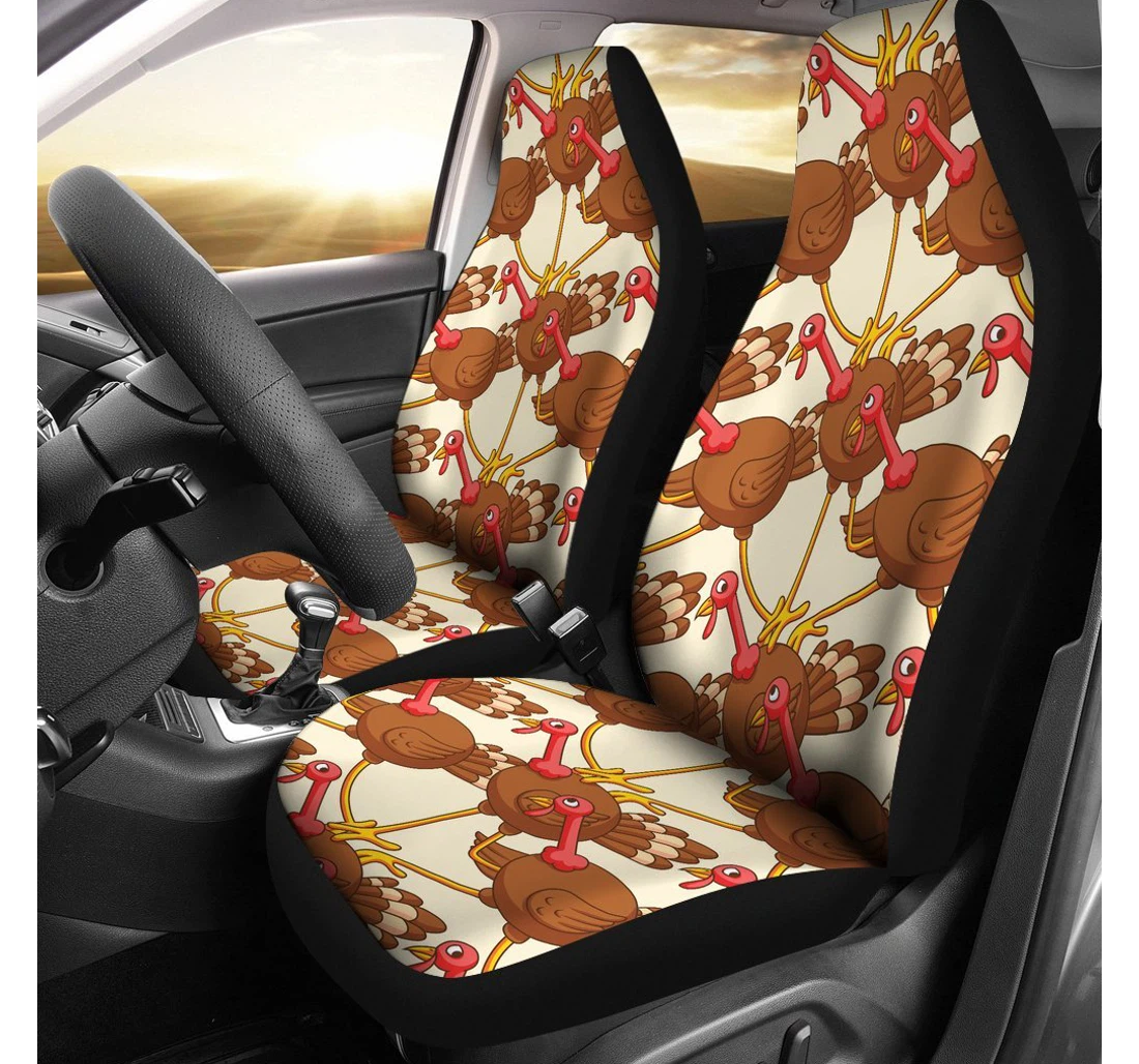 Personalized Turkey Thankgiving Pattern Universal Front Car Seat Cover