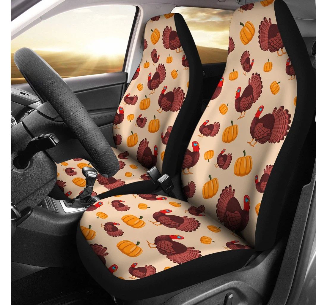 Personalized Thankgiving Turkey Pattern Universal Front Car Seat Cover