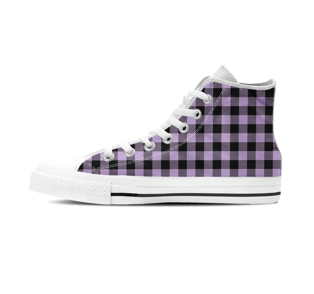 Purple Violet Plaid Women's High Top Shoes