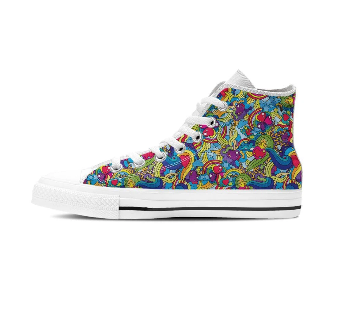 Valentine Heart Hippie Trippy Men's High Top Shoes