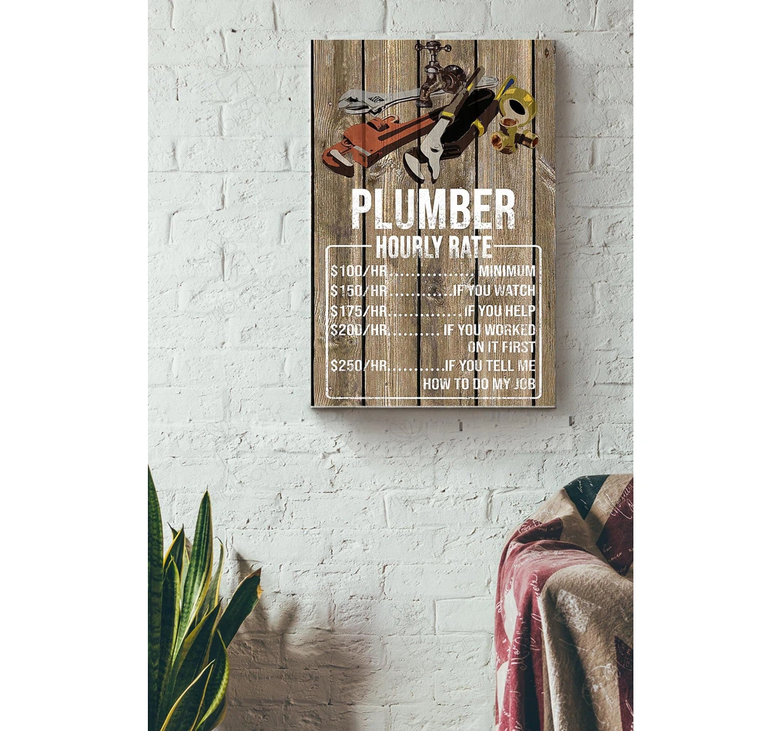 Poster, Canvas - Plumber Hourly Rate Repair Tools Engineer Houseware Repair Shop Inventor Gallery Idea S Print Framed Wall Art