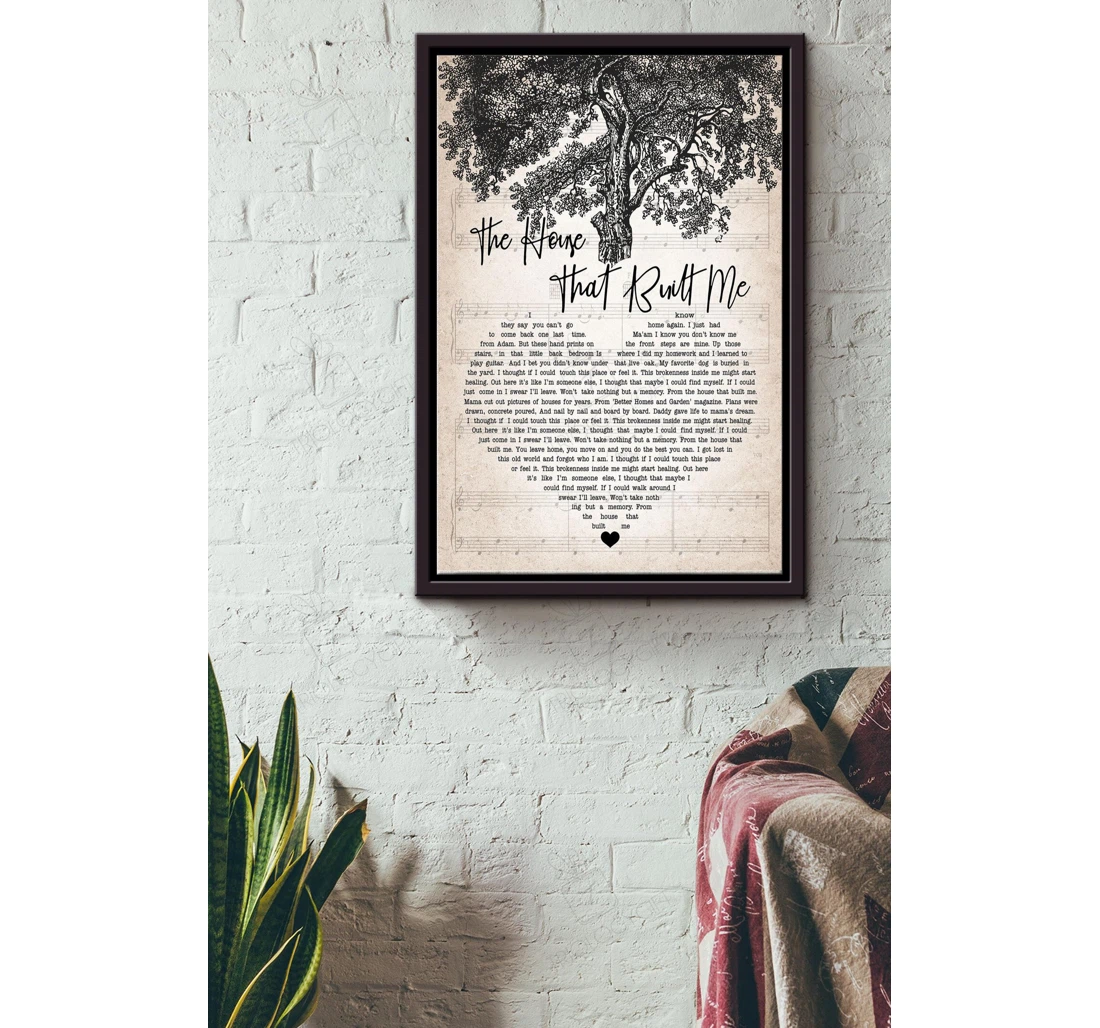 Poster, Canvas - The House That Buitl Me Heart Letter On Lyric Sheet Mother Father Mothers Day Fathers Day Matte S Print Framed Wall Art