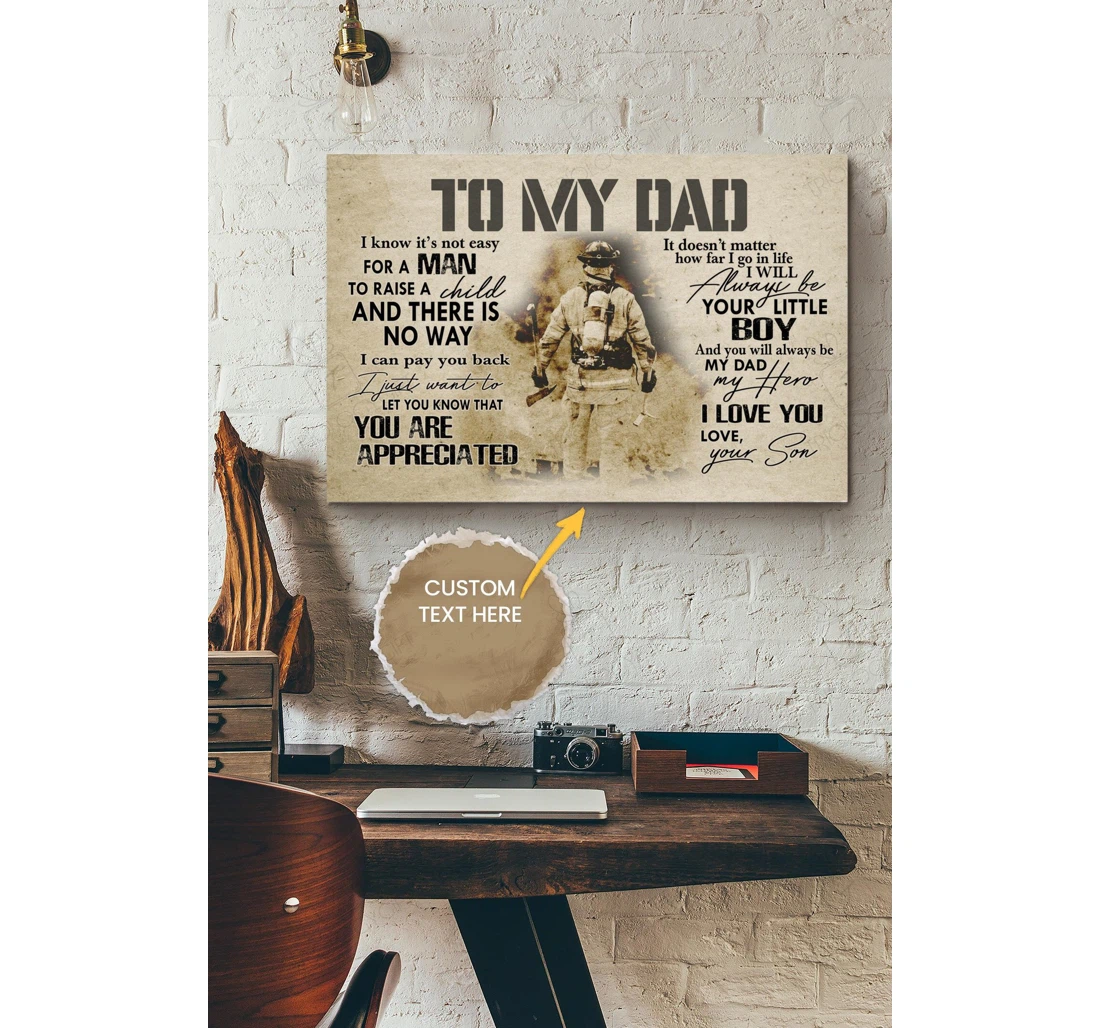 Poster, Canvas - Personalized Name To My Firefighter Dad Father Daddy Dad Father's Day Papa Gallery Idea S Print Framed Wall Art