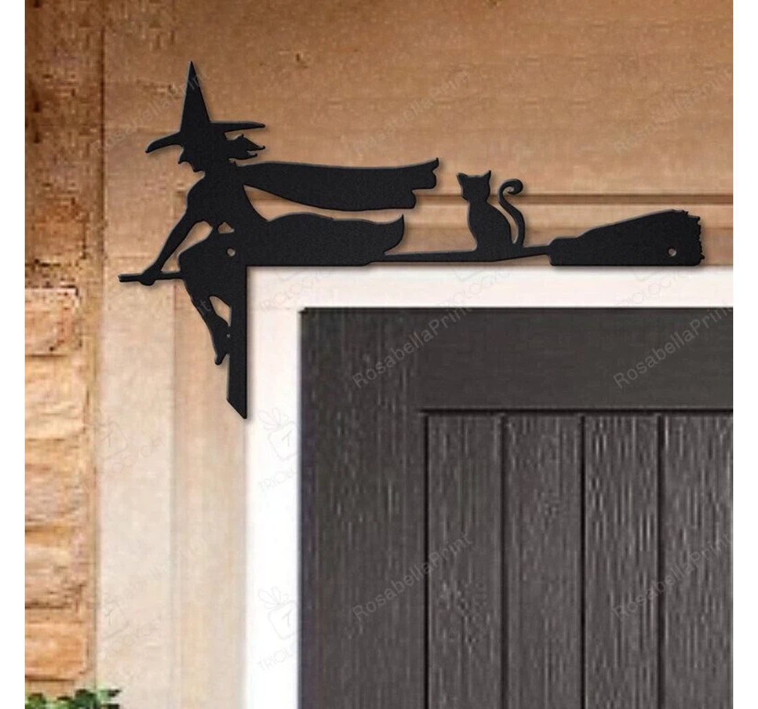 Personalized Metal Sign - Halloween Witch Door Corner Witch Witch Tree Halloween Halloween MonoGram