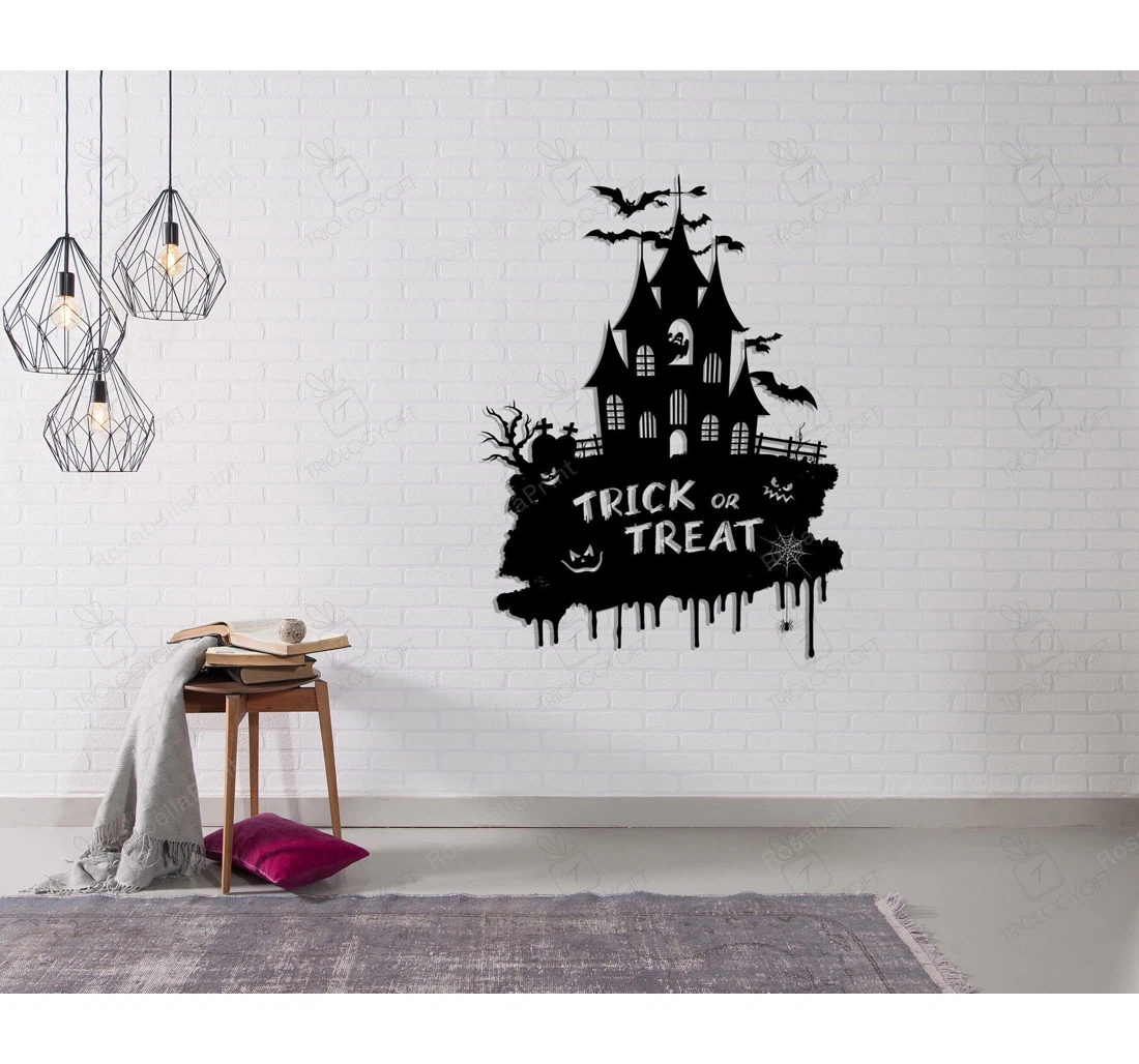 Personalized Metal Sign - Trick Or Treat Halloween Large Hangings MonoGram