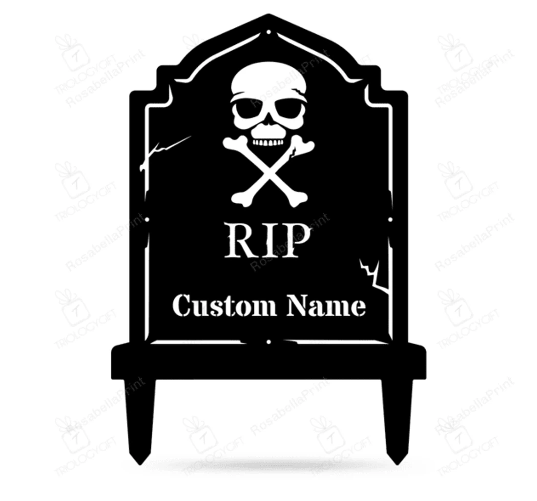 Personalized Metal Sign - Halloween Tombstone House MonoGram