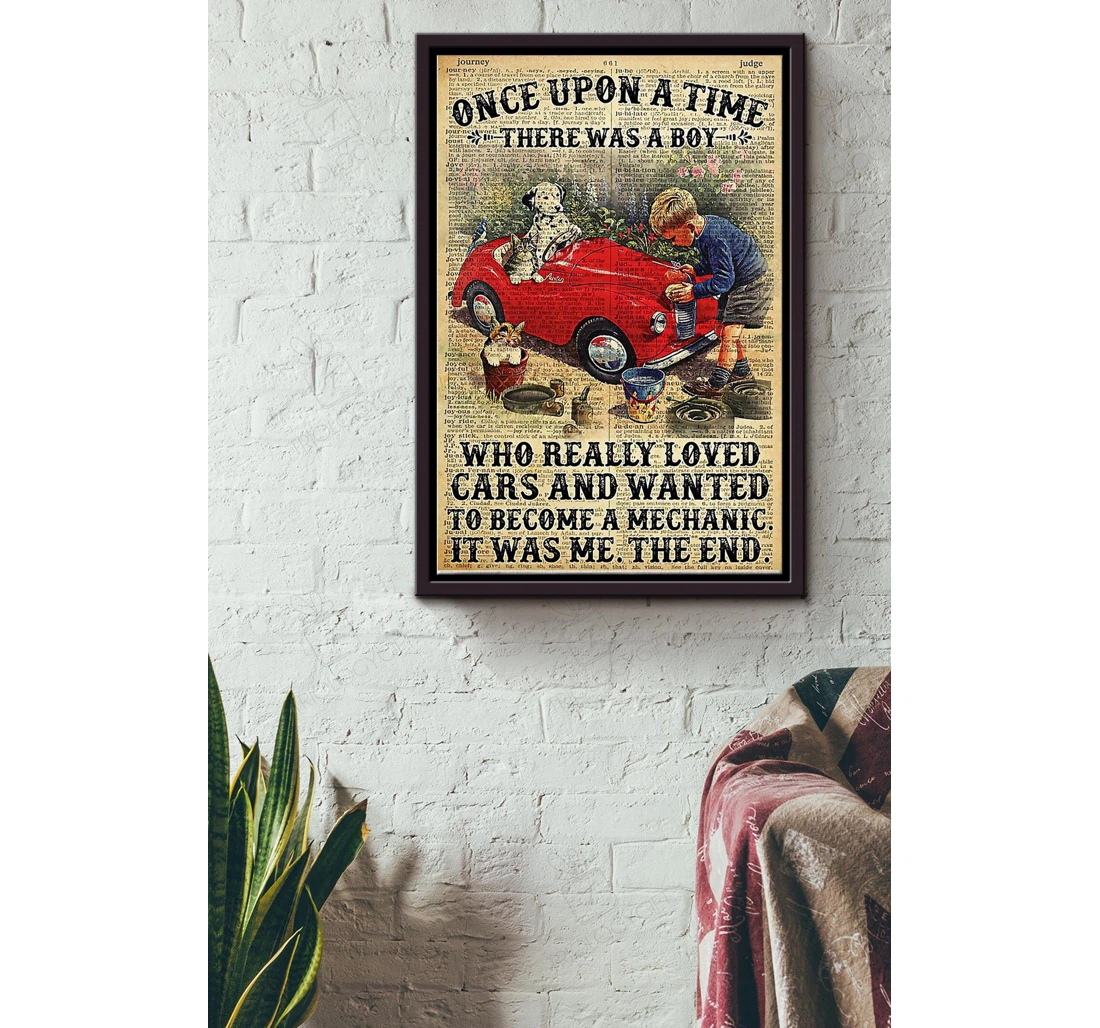 Poster, Canvas - Once Upon A Time Loved Cars Wanted To Become Mechanic Mechanical Engineer Fathers Day Husband Car Repair Shop Car Lover Matte S Print Framed Wall Art