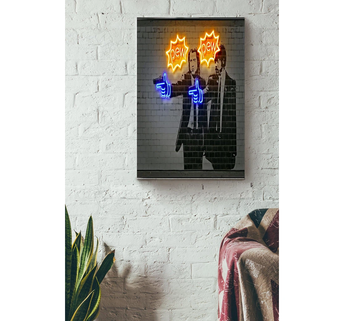 Poster, Canvas - Pew Pew Two Man Funny Bff Party Chistmas Gallery Idea S Print Framed Wall Art