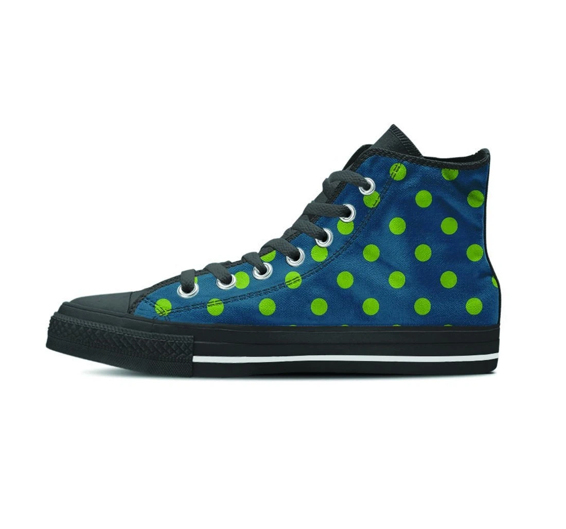Emerald Green Polka Dot Women's High Top Shoes