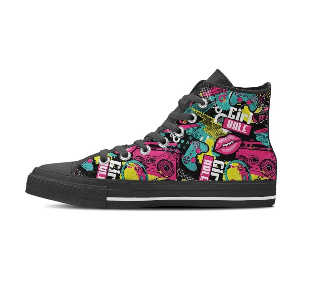 Graffiti Abstract Hiphop Lip Women's High Top Shoes