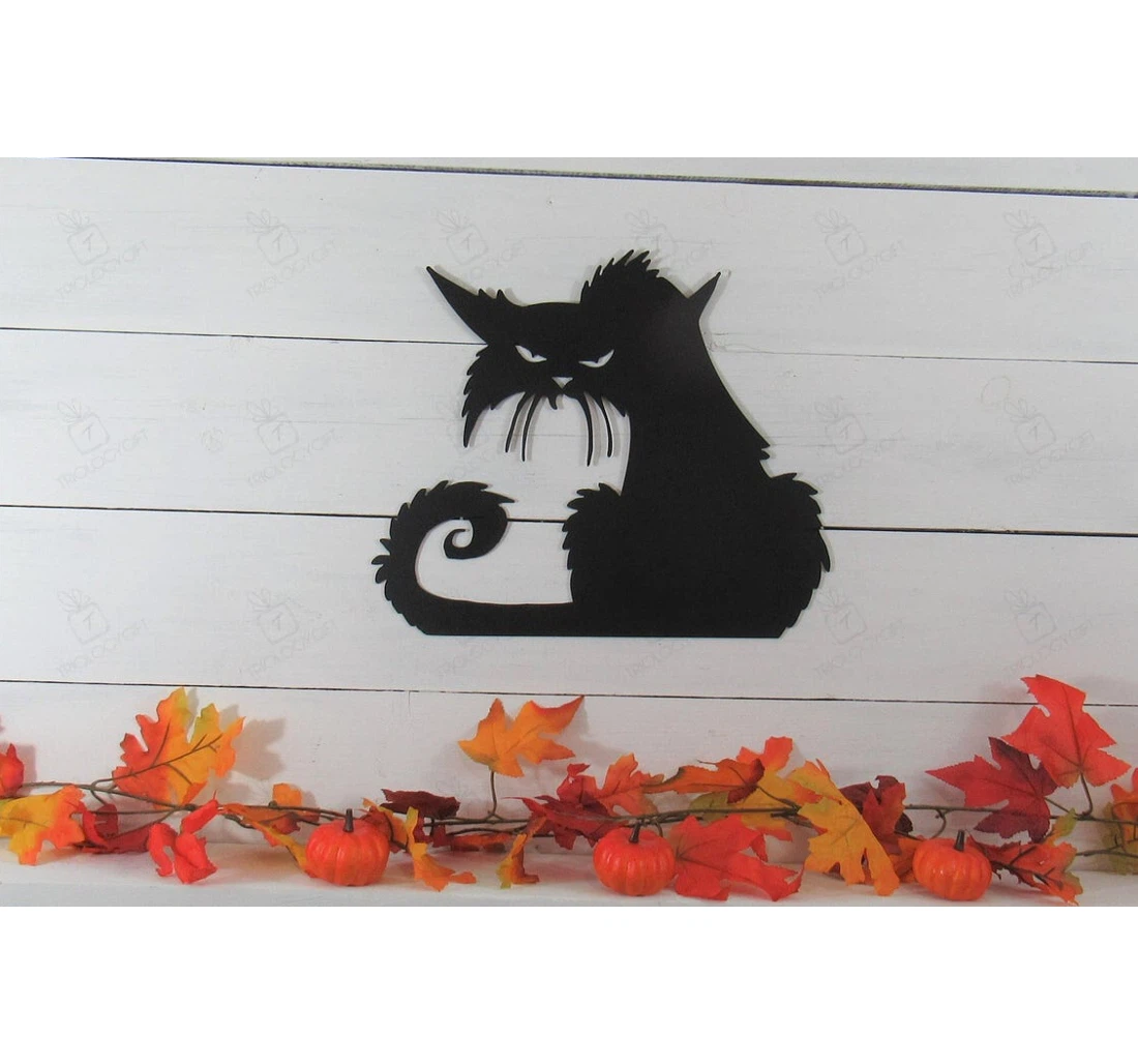 Personalized Metal Sign - Spooky Cat Halloween Cat Lovers MonoGram