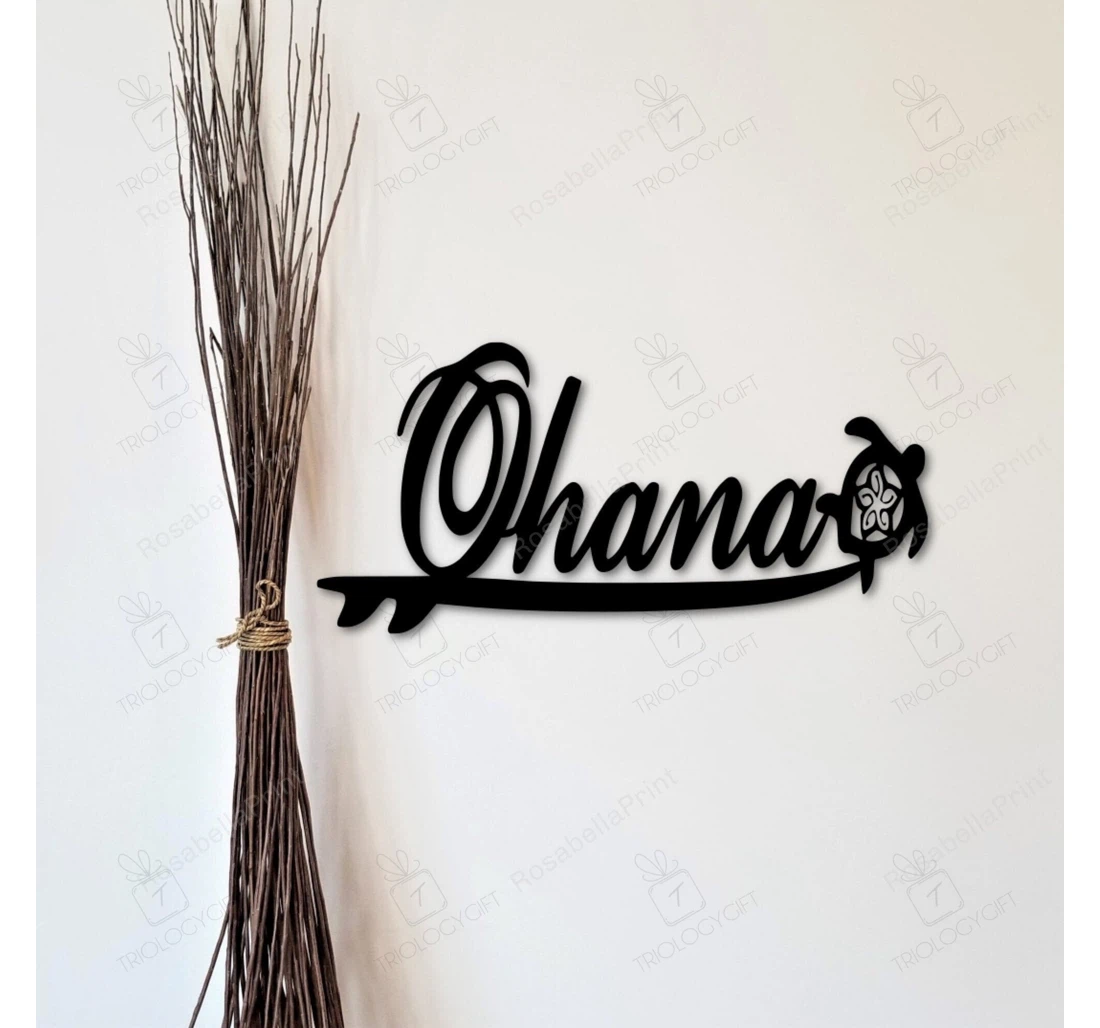 Personalized Metal Sign - Ohana Means Family Hawaiian Ohana Art Family Hawaii Art Tropical Family Beach MonoGram