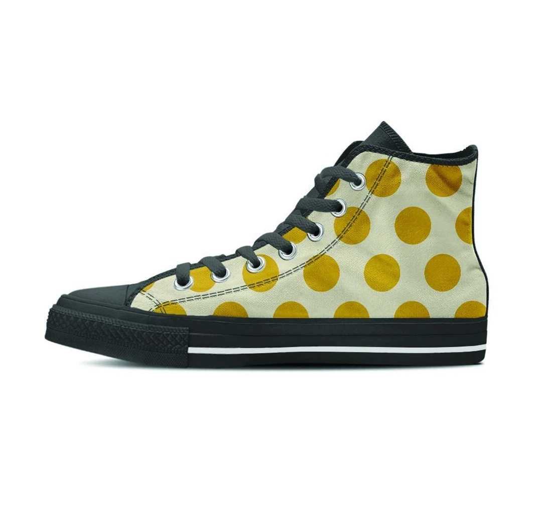 Yellow White Polka Dot Men's High Top Shoes