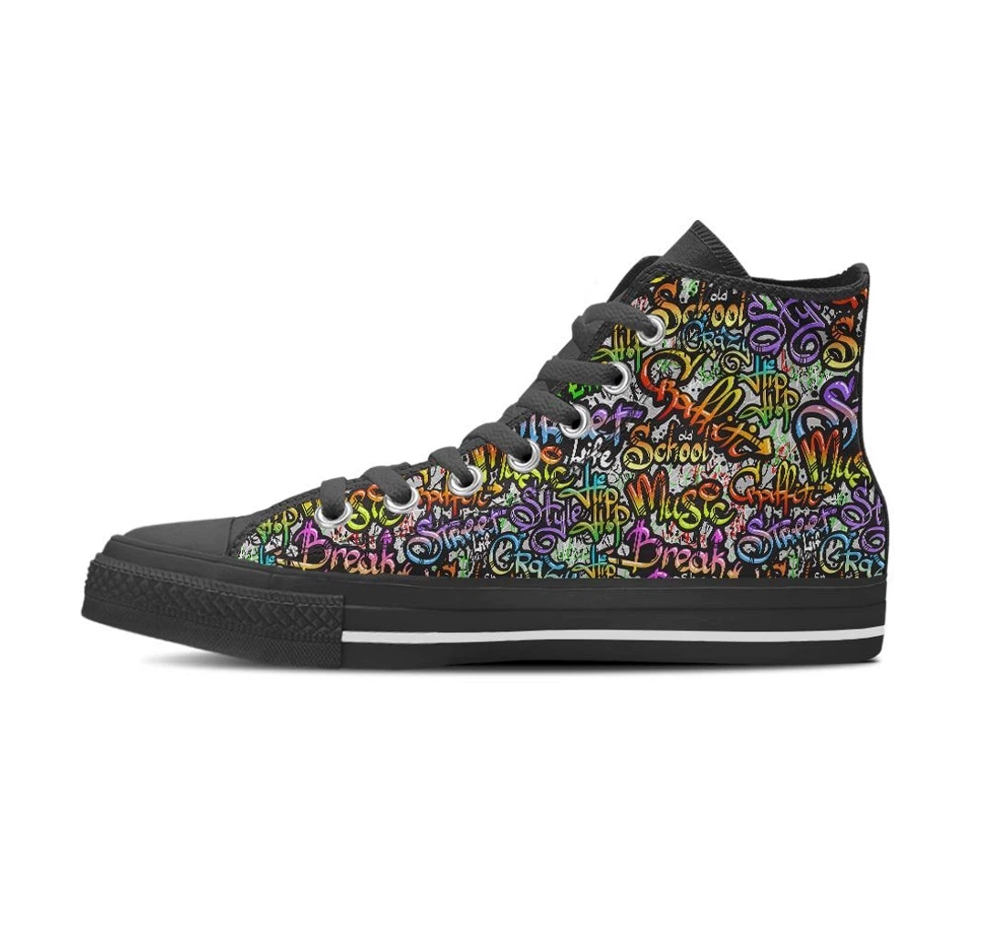 Airbrush Graffiti Print Women's High Top Shoes