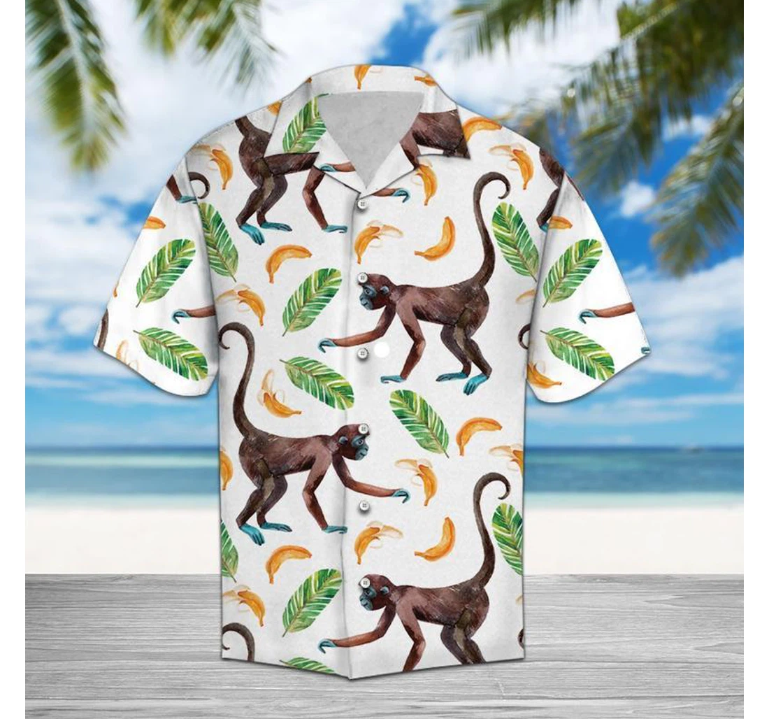 Personalized Monkey Pattern Hawaiian Shirt, Button Up Aloha Shirt For Men, Women