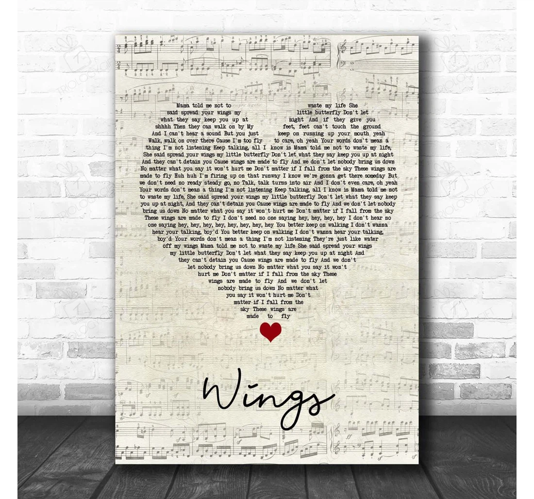 Poster, Canvas - Little Mix Wings Script Heart Song Lyric Personalised Lyrics Custom Print Framed Wall Art