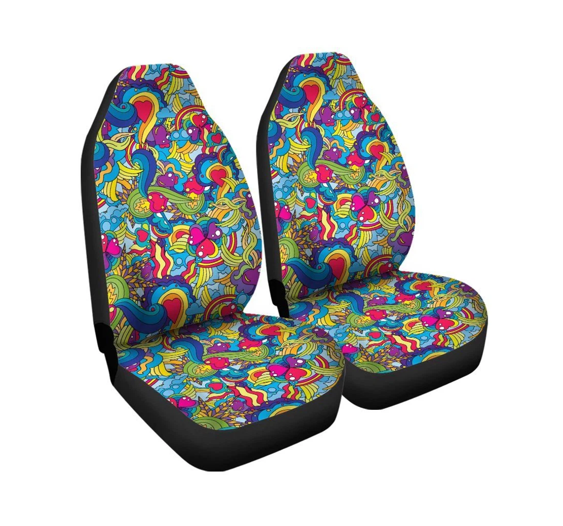 Personalized Valentine Heart Hippie Trippy Universal Front Car Seat Cover