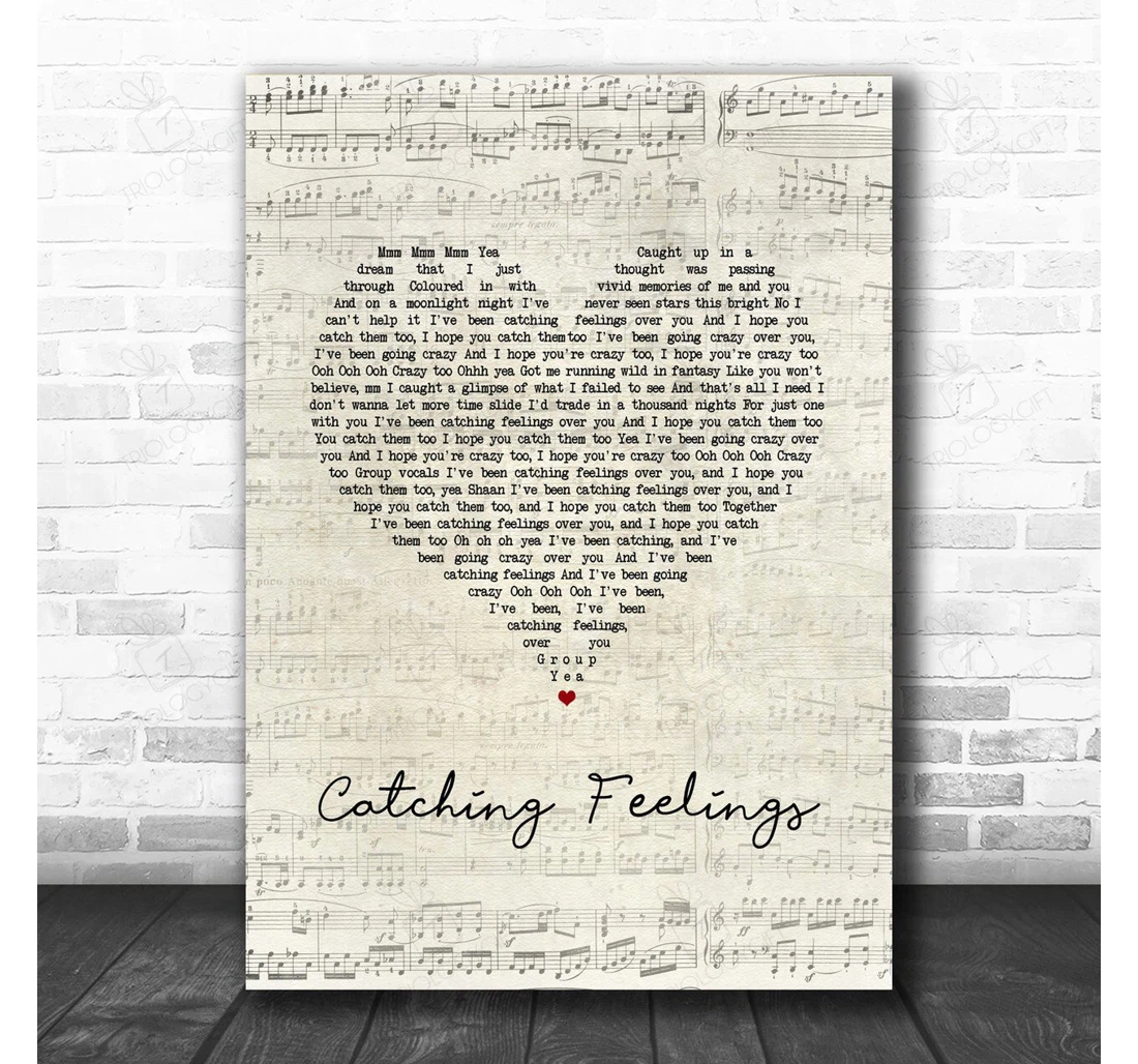 Poster, Canvas - Drax Project Catching Feelings Script Heart Song Lyric Personalised Lyrics Custom Print Framed Wall Art