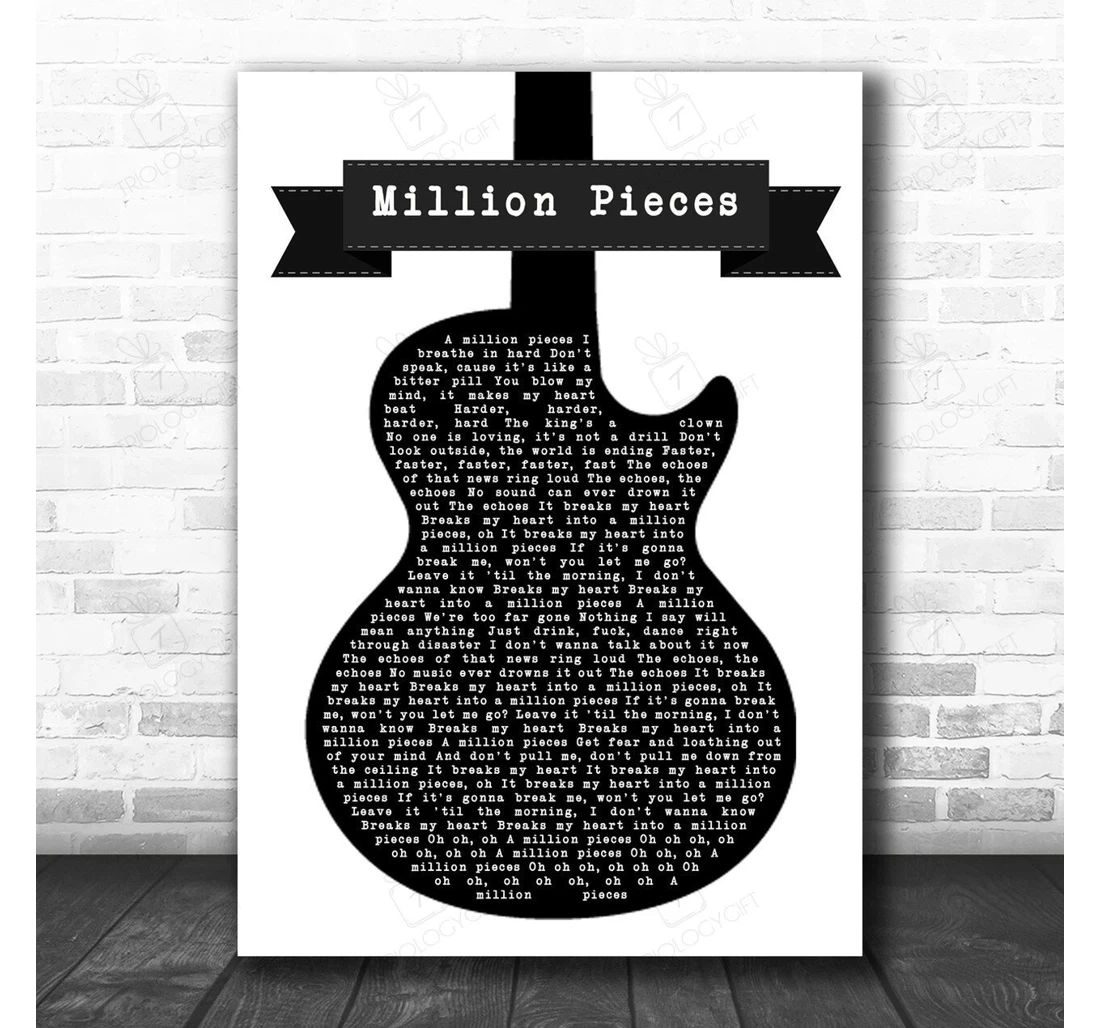 Poster, Canvas - Bastille Million Pieces Black White Guitar Song Lyric Personalised Lyrics Custom Print Framed Wall Art