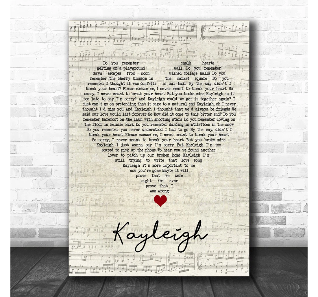 Poster, Canvas - Marillion Kayleigh Script Heart Song Lyric Music Personalised Lyrics Custom Print Framed Wall Art