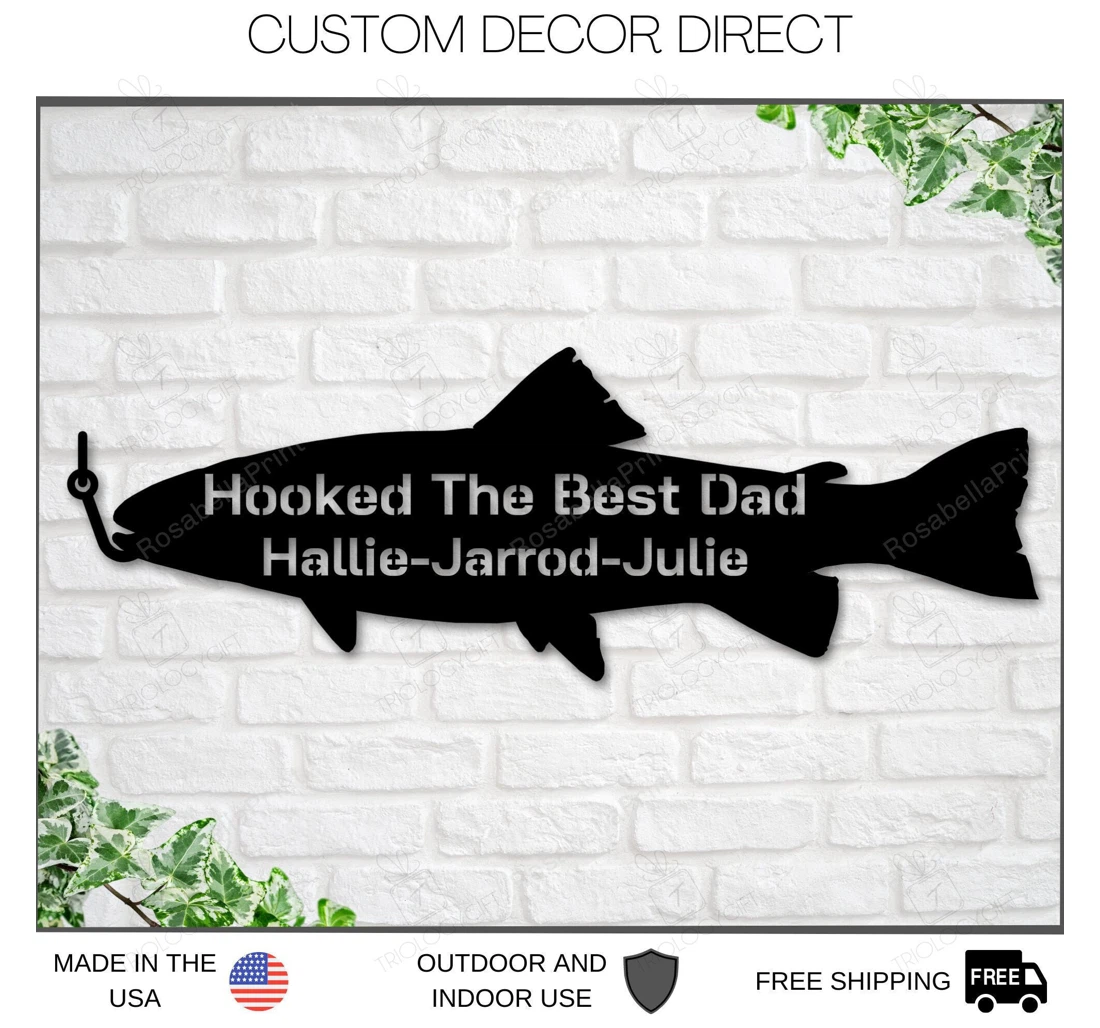 Personalized Metal Sign - Fathers Day Fish Fishing Fathers Day Gift Husband Personalized Fishing Sign Fisherman MonoGram