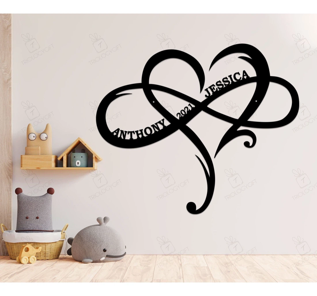 Personalized Metal Sign - Infinite Heart Couple Love Established Personalized Couple Name Infinity Symbol Custom Heart Name Wedding Date Valentine Her Valentine MonoGram