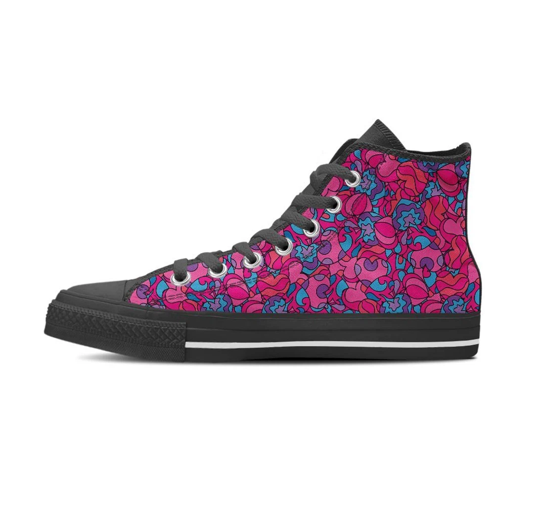 Psychedelic Trippy Hippie Heart Women's High Top Shoes